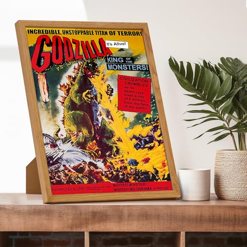 Image of Vintage Movie Poster For Men 11x14 FRAMED - Scary Movie Poster for Men, Vintage Hollywood Horror Movie Decor - Man cave Wall Art for Boys Bedroom, Teens Room - Perfect Horror Movie Gifts