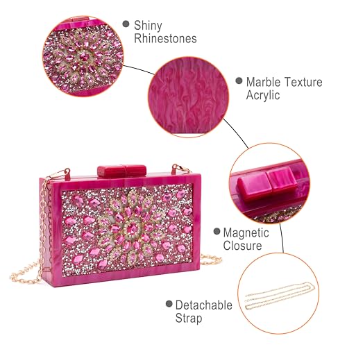 Image of Clutch Bag for Women Evening Bag with Detachable Chain Strap Gala Balls Purse for Wedding Cockatail