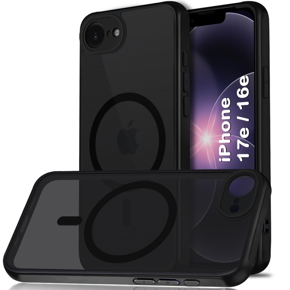 TheGiftKart for iPhone 16e / iPhone 17e Case, Matte Frosted Hard Back Cover Compatible with MagSafe, Hybrid Shockproof Case with Camera & Screen Protection (PC & TPU, Translucent Black)-image-25