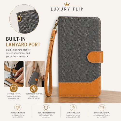 Image of Cover for Vivo T5x 5G / Y51 Pro 5G / iQOO Z11x 5G, Wallet Style, Leather Finish, Magnetic Closure, Inbuilt Stand, Card Pocket (Damin-Grey)