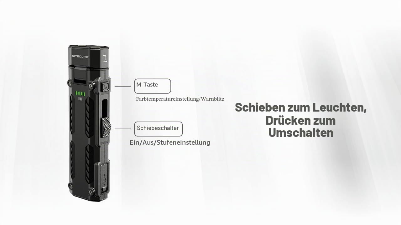 Nitecore EDC09 EDC-Taschenlampe, 1600 Lumen, 102° drehbarer Schwenkkopf, 3 Farbtemperaturen, USB-C wiederaufladbar, magnetischer Schwanz, Edelstahlgehäuse, wasserdicht