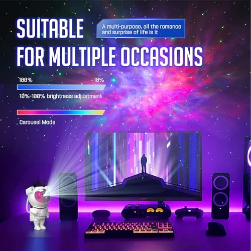 Image of Mooyran Colorful Astronaut Galaxy Projector - Special Limited Edition Star Lights for Bedroom Astronaut Space Projector, Starry Ceiling Lamp with Timer & Remote, Adults Room Decor
