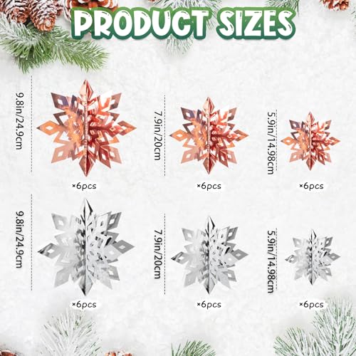 Image of Snowflake Decorations, Paper Christmas Hanging Decor Indoor, 36-Pc