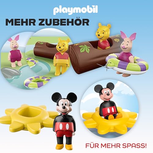 Playmobil 71415 1.2.3 & Disney: Winnies & Ferkels Wasserabenteuer Spielset – für Babys und Kleinkinder, inkl. Boot und Wasserbahn + Playmobil 71321 1.2.3 & Disney: Mickys Drehsonne mit Rasselfunktion