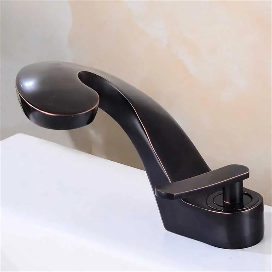 Robinet cascade eau chaude et froide noir brossé pour lavabo moderne de bain