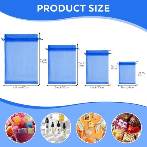 Image of Crweety 50PCS Organza Bags 6x9 Blue Small Mesh Gift Bags Drawstring for Jewelry Sachet Candy Treats, Sheer Pouches Cute Baggies for Birthday Baby & Bridal Shower Wedding Graduation Party Favors