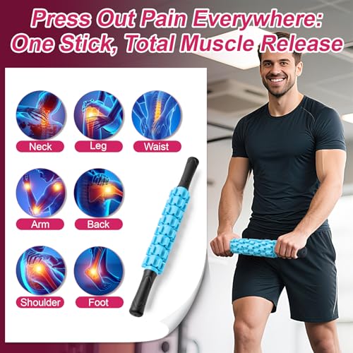 Image of Muscle Roller Stick for Athletes, Liposuction Massage Roller Stick for Exercise Runners, Therapy Manual Massager Stick Tool for Relief Muscle Soreness, Trigger Points, Help Calf, Leg, Back Recovery