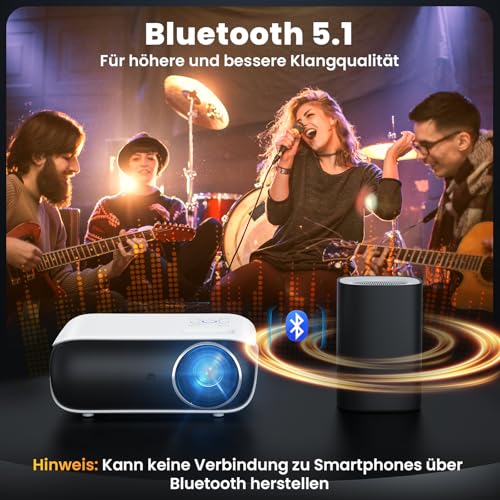 HOPVISION Beamer 9500 Lumen 4K tragbar Bluetooth Full HD 1080P Heimkino kompatibel mit Smartphone/HDMI/USB/Laptop/Fire Stick/PS5 – Bild 5