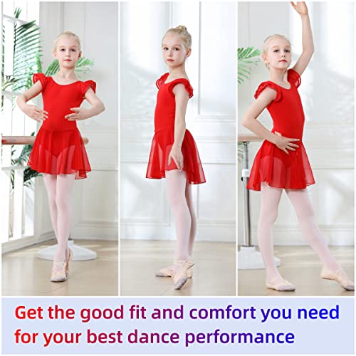 Image of DIPUG Ballet Leotards for Girls Ballet Leotard with Skirt Toddler Dance Leotards Flutter Sleeve and Criss-Cross Back