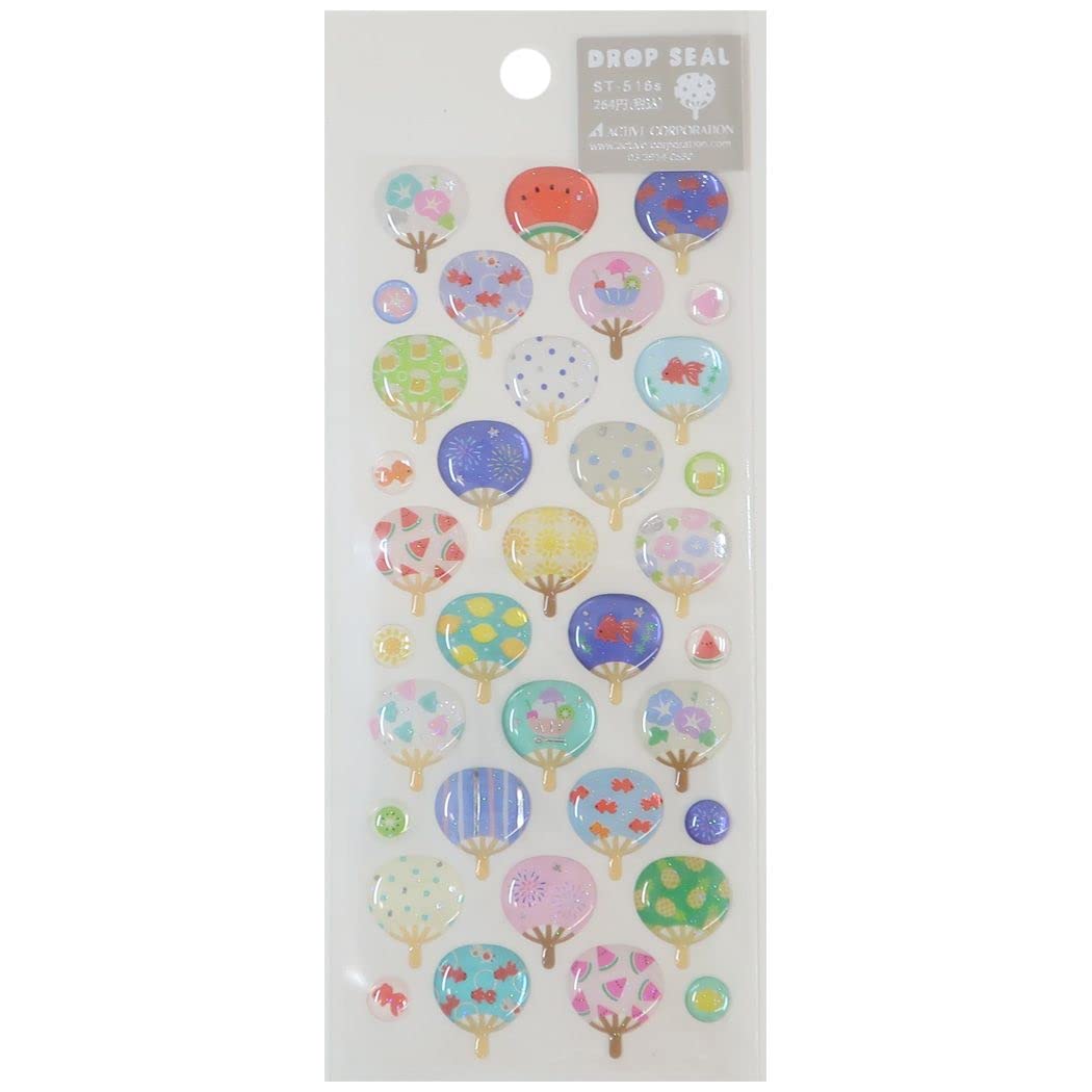 Amazon | 夏柄ドロップシール【うちわ】ドロップ シール ステッカー