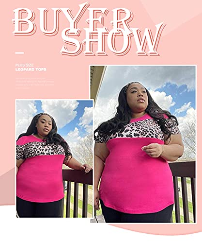 Image of CARCOS Plus Size Tops for Women Short Sleeve Summer Pullover Color Block Crewneck /V Neck Tee Tunic Loose Fit Tshirts XL-5XL