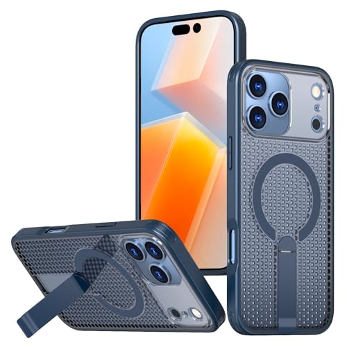 Coque iPhone 17 Pro bleu marine fine avec béquille intégrée et antichoc