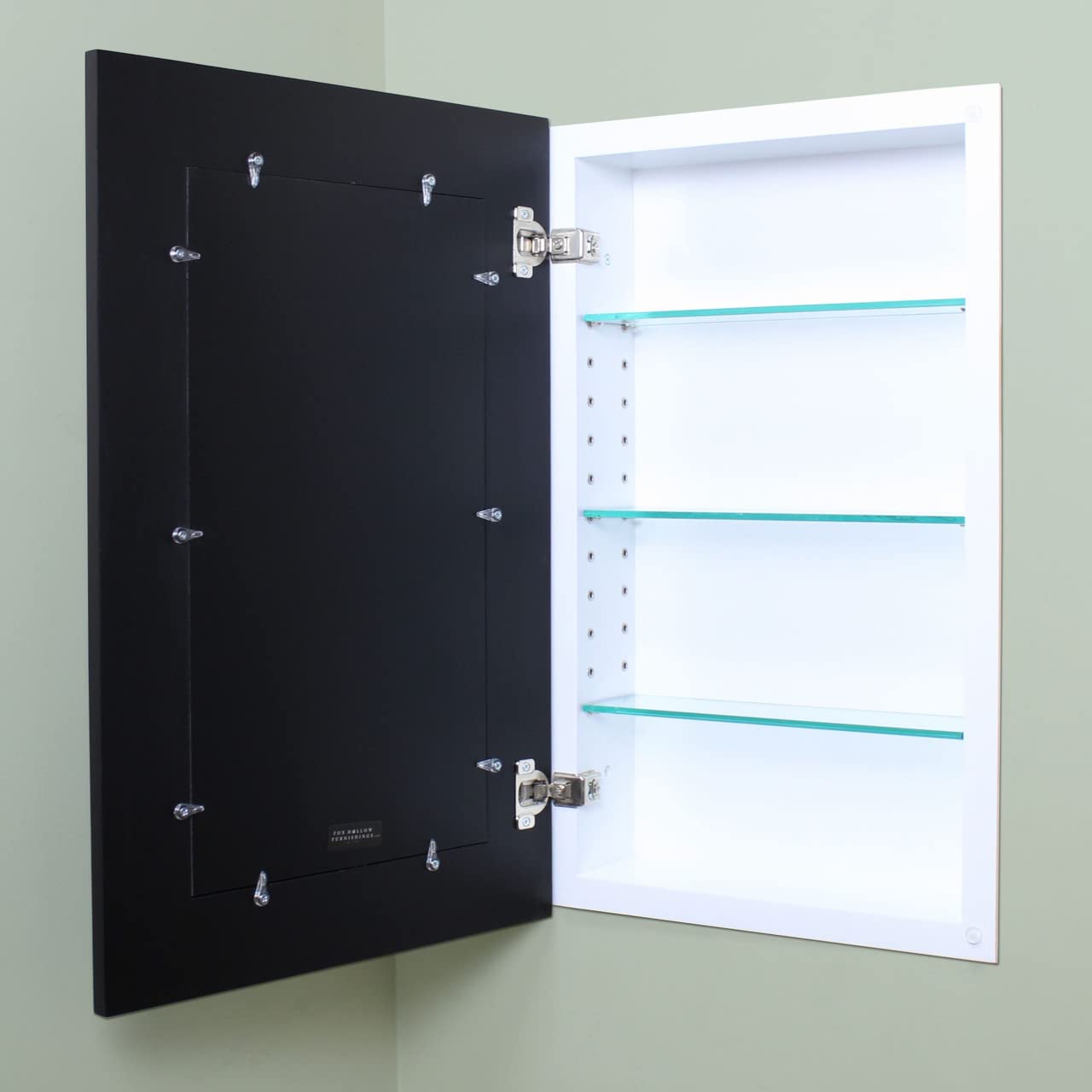 Fox Hollow Furnishings Shaker Style Medicine Cabinet - No Mirror! (Black, 14x24)