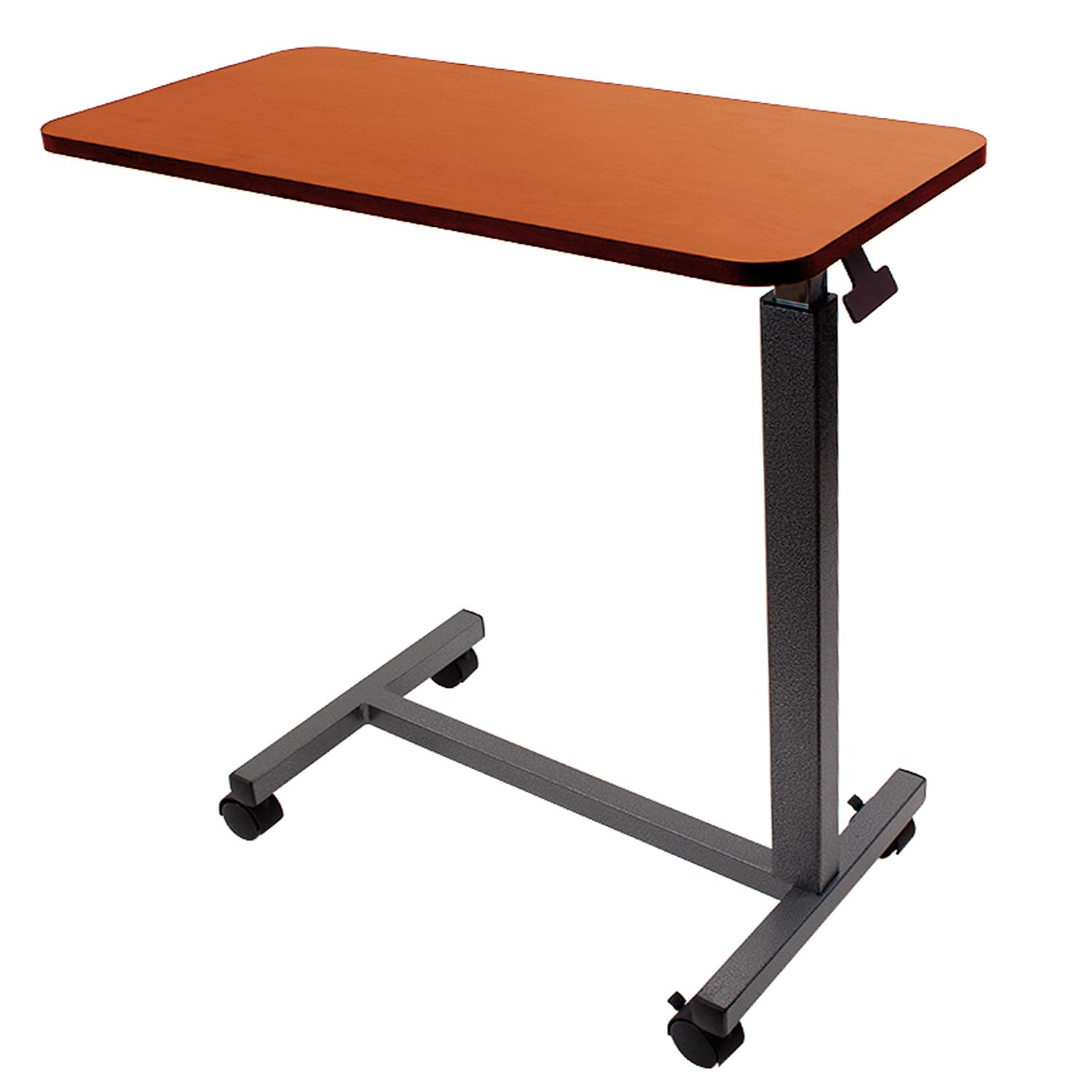Photo 1 of **MISSING A MAIN BRACKET**Dynarex Overbed Table - Height Adjustable Rolling Side Table (Cherry)