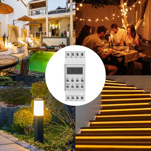 HBN Digitale Zeitschaltuhr für Hutschiene Schalttafeleinbau 3680W, 8 Schaltprogramme, 7 Tage Zeitschalter Wochenzeitschaltuhr, 24h Timer, Minutenprogramm, Sommer-/Winterzeit, Zufallsfunktion, IP20