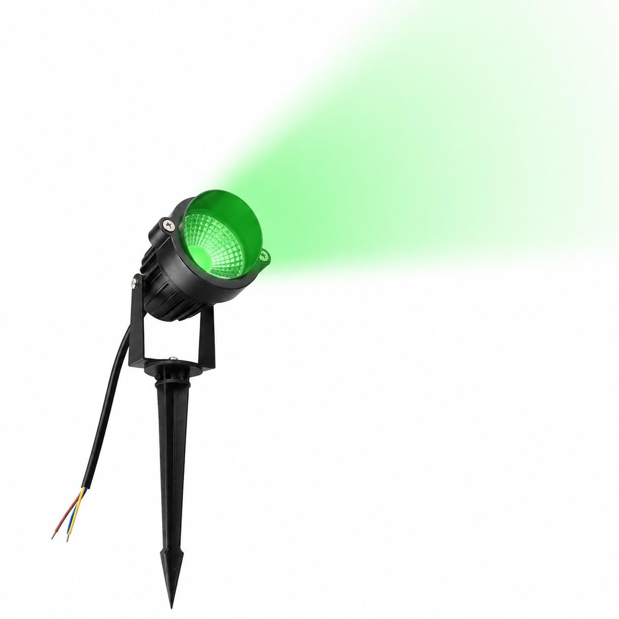Partenopeautensili® Faretto a led cob da esterno segnapassi per giardino orientabile 5w 450 lumen luce con picchetto lampada proiettore spot Impermeabile IP65 By Wisdom (VERDE)
