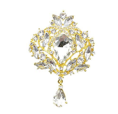 Image of Wedding Bridal Big Crystal Rhinestone Bouquet Brooch Shawl Pin for Women