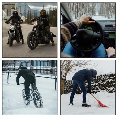 Long Keeper PU Lederhandschuhe Herren Winter Veganes Leder Touchscreen Thermo Warme Handschuhe Schwarz zum Fahren Motorrad Laufen Radfahren