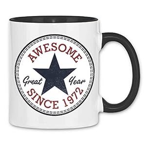 wowshirt Tasse Awesome Since Star Geschenk zum 40. 50. 60. Geburtstag 20-90 Jahre Alt, Farbe:1972 White Black