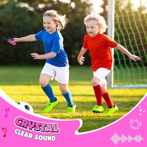 Image of Walkie Talkies for Kids Rechargeable Long Range,Xmas Birthday Gift for 4 5 6 7 8 9 Year Old Girls,Hiking Gear Camping Games Cool Toys with NOAA,SOS Siren,Lamp,Lanyards,Easy to Use,2 Pack