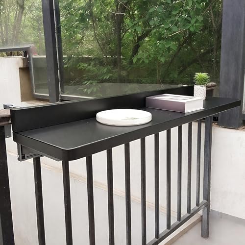 Mesa plegable de pared para balcón escritorio colgante negro 80x39 cm