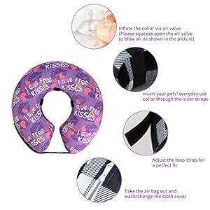 Cutebone inflatable dog donut collar with removable soft fleece covers for smallmediumlarge dogs and cats after surgery gwb06m   cucciolini doodles