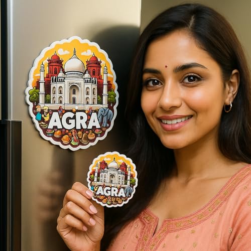Image of Naxon Agra City Theme Souvenir Wooden Fridge Magnet for Refrigerator - Printed Fridge Magnet for Kitchen & Home Decor | Perfect Souvenir Gift | Size 3x3 in | Pack of 1