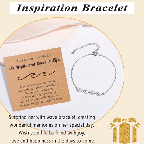 OAVOOK Thinking of You Gifts for Women Inspiration Wave Bracelet Get Well Gifts, Cheer Up Gift for Birthday Anniversary Christmas — view 3