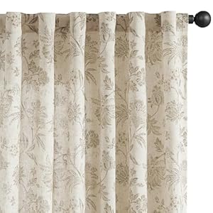 jinchan Linen Floral Curtains for L...