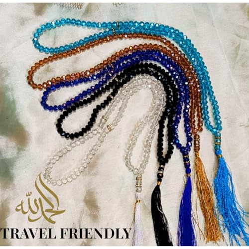 Image of Islamic Prayer Crystal Beads Tasbeeh with Silk Tassel, Dhikar Best Gift of Hajj Umrah, Ramadan as Sadqa-e-Jariya Set of 5 Multicolour Gemstone Tasbih Unisex Adult