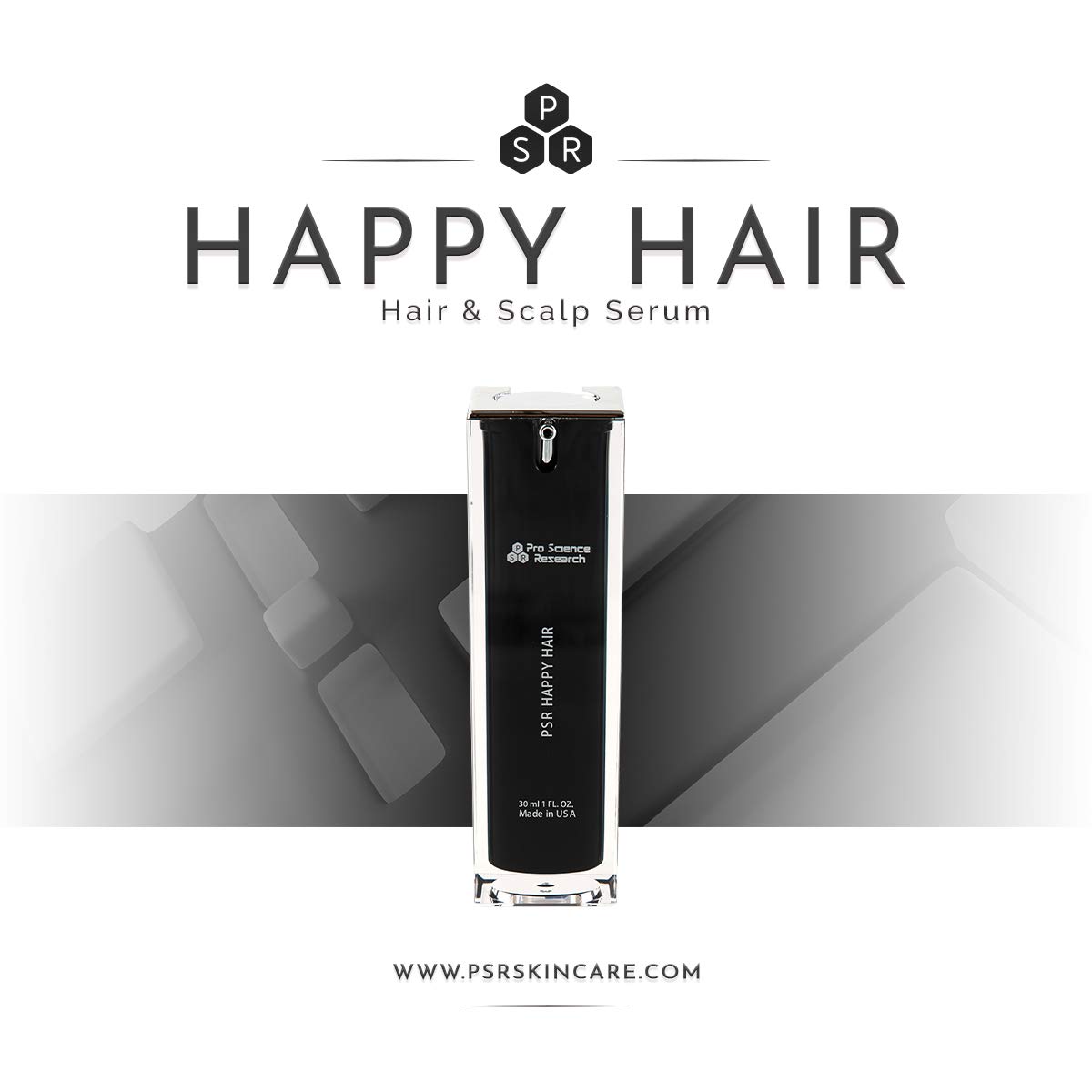 PSR Happy Hair – Hair and Scalp Serum, Suitable for All Hair Types, Hair Serum for Men & Women, Prevent Hair Loss and Thinning, Nourishing Peptides and Hyaluronic Acid, 1. Fl. Oz. (30 ml)