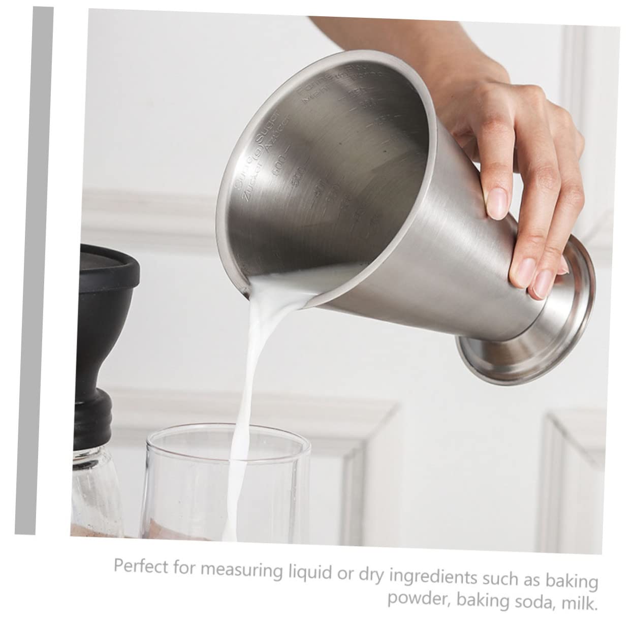 VALICLUD Taza Medidora Inoxidable 500Ml Taza Medidora Herramienta de Medición Multiusos para Cocinar y Hornear para Polvo y