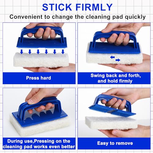 Image of Maxdot 18 Pcs Handled Bath Scrubber Sponge Scrub Pad with Handle Cleaning