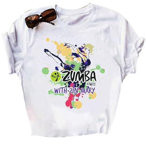 Zunba Samba Vêtements de Danse pour Femmes T-Shirts Graphiques Dames Casual O Neck Workout À Manches Courtes Cours D’aérobic Entraînement Fitness T-Shirt Tops