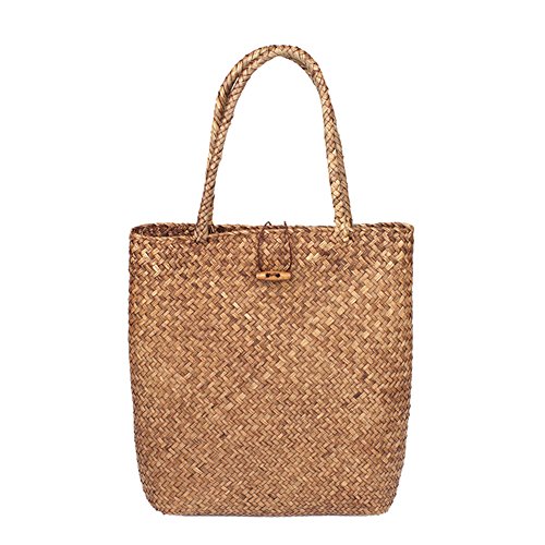 Bolso de Playa mujer, Tejida a mano Tote Bag, La bolsa de asas de paja del verano, Bolsos de compras de gran capacidad de moda, bolso de viaje, Bolso tejido a mano natural elegante (33 * 40cm, Caqui)
