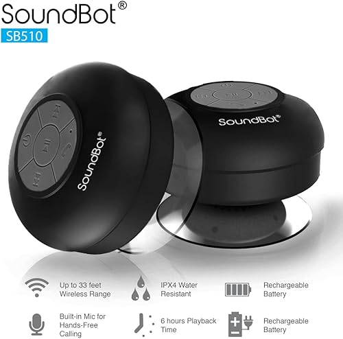 Miniatura 4 de SoundBot SB510 HD - Altavoz de ducha Bluetooth 40 resistente al agua altavoz portátil manos libres con micrófono integrado 6 horas de tiempo de