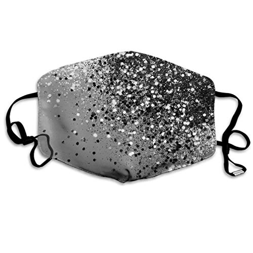 RUHUI Mouth Mask Sparkling Silver Gray Lady Glitter Dust Mouth Mask Adjustable Earloop