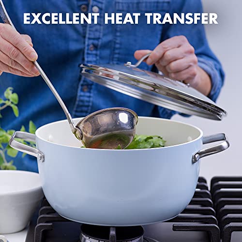 Greenpan Padova Hard Anodized Healthy Ceramic Nonstick, 5Qt Stock Pot With Lid, Pfas-Free, Dishwasher Safe, Light Blue #TOP1