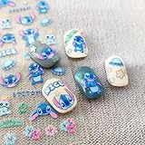 Embossed Cartoon Nail Stickers for Nail Art 5D Cute Nail Decals Self-Adhesive Nail Supplies Cute Cartoon Nail Art Stickers Star Leaf Flower Design Decals for Women DIY Manicure Decoration 1 Sheets
