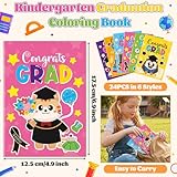 JAPBOR Kindergarten Graduation Coloring Books - 24PCS Mini Color Activity Book Bulk for Kids Preschool Graduate Activities Party Favor, Congrats Grad Small DIY Colour Pages for Classroom Game Gifts