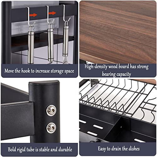 Support micro-ondes extensible pour comptoir de cuisine et rangement de four