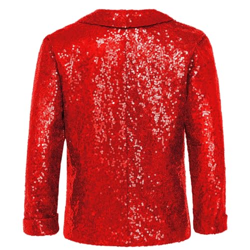 Choomomo Kids Sparkly Sequin Coat Lapel Long Sleeve Fully Lined Jacket Top for Latin Jazz Disco Dance2