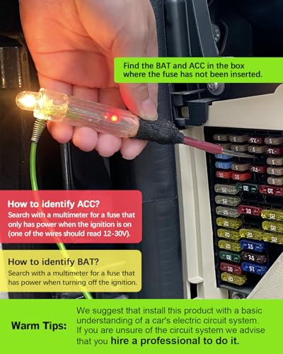 Range Tour Dash Cam Hardwire Kit, 4m/13.12ft 12V-24V to 5V 2.5A Car Dash Camera Charger Power Cord USB-C Hard Wire Kit Fuse for Dashcam Suitable for Car Truck SUVs, 3-core ACS Mini-Type Fuse - Image 8