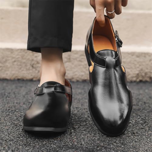 Men's Premium Leather Barefoot - style Roman Sandals: Non - slip, Wear - resistant. Soft, Comfortable, Lightweight & Highly Breathable.4