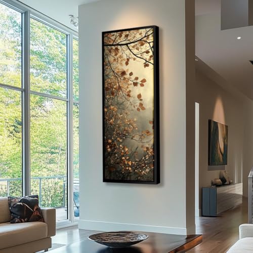 Tableau sur toile arbre décoration murale salon motif nature format long 40x120cm