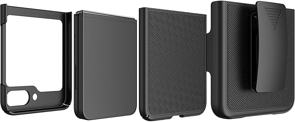 SaharaCase - Slim Hard Shell Case with Belt Clip for Samsung Galaxy Z Flip5 5G (2023) [Shockproof Bumper] Rugged Protection Anti-Slip Grip Slim Fit - Black