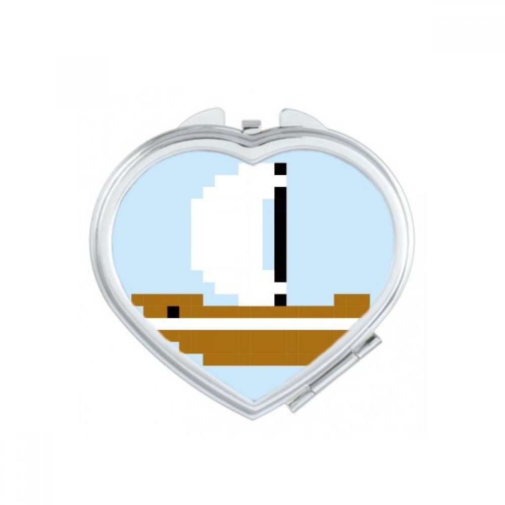 Miroir de poche multicolore pixel coeur petit format rond imprimé