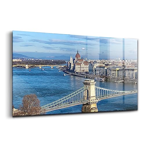 Peinture murale verre Wallfluent Budapest pour salon moderne 100x50cm