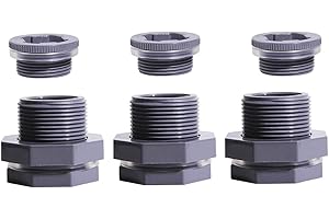 QuQuyi PVC Bulkhead Water Tank Connector Adapter for Rain Barrels, Aquariums, and Ponds