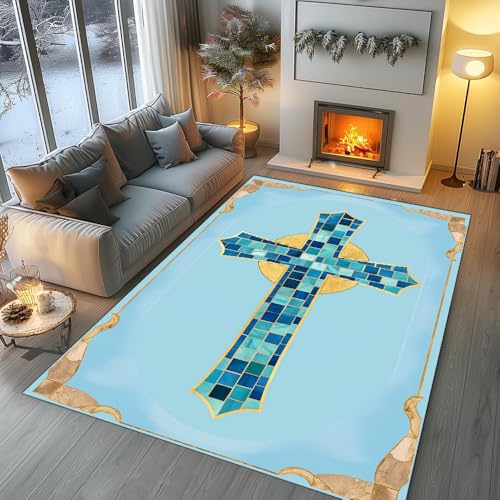 Tapete personalizado cristiano con diseño floral antideslizante miniatura 2